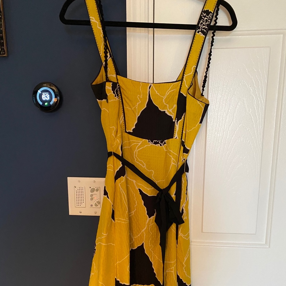 Black and yellow silk cocktail dress